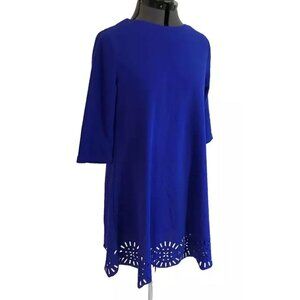 SHEIN Scallop Laser Cut Hem Dress Short, Cobalt Royal Blue, Size L (runs small?)